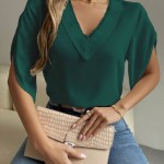 BLUSA PANEL CON ENCAJE MANGA TULIPAN