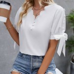 BLUSA RIBETE EN ABANICO LAZO EN MANGA