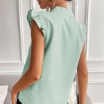 BLUSA A RAYAS FRUNCIDO MANGA CASQUILLO