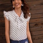 CAMISA DE LUNARES CUELLO CON CORDÓN