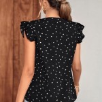 BLUSA CON ESTAMPADO DE CORAZÓN CUELLO DE MUESCA