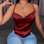 TOP SATINADO DE TIRANTES CON ESPALDA CRUZADA