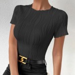 CAMISETA CON RIBETE SÓLIDO ESTILO LECHUGA