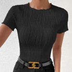 CAMISETA CON RIBETE SÓLIDO ESTILO LECHUGA