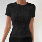 CAMISETA CON RIBETE SÓLIDO ESTILO LECHUGA