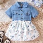CAMISA Y VESTIDO PARA NIÑAS CON ESTAMPADO Y TIRANTES