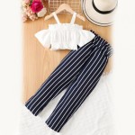 TOP DE HOMBROS DESCUBIERTOS CON PANTALÓN RAYADO