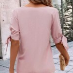 BLUSA RIBETE EN ABANICO DE MANGA CON ABERTURA