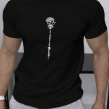 Camiseta con estampado floral con letra