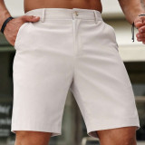 Shorts bermuda unicolor con bolsillo oblicuo