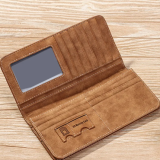 Billetera larga retro juvenil de cuero esmerilado