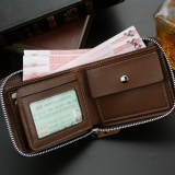 Billtera de cuero sintético con zipper