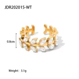 Anillo de acero inoxidable chapado en oro 18k con incrustaciones de circonita blanco