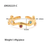 Anillo acero inoxidable chapados en oro 18k incrustaciones de circonita turquesa 