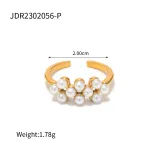 Anillo acero inoxidable chapado en oro 18k con incrustaciones de circonita