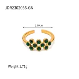 Anillo de acero inoxidable chapados en oro de 18k con incrustaciones de circonita turquesa