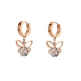 Aretes de mariposa de acero inoxidable con incrustaciones de circonita color bronce