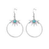 Aretes de aleación con incrustaciones de bloques de color de estilo étnico