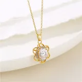 Collar de acero inoxidable chapado de oro 18k con incrustación circón