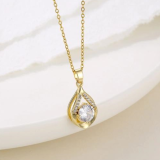 Collar de acero inoxidable chapado de oro 18k con incrustación circón