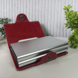 Tarjetero doble de cuero PU y aluminio con bloqueo RFID