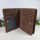 Billetera vintage con zipper de cuero sintético PU