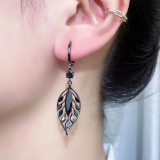 Aretes en forma de hoja con cristal de zircon aleación de zinc