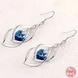 Aretes en forma de rombo doble de plata 925 y cristal de zircon