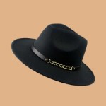 Sombrero Fedora Negro Diseño Cadena