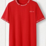 Camiseta hombre con estampado de letra ribete en contraste