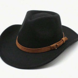 Sombrero Negro Estilo Vaquero Cinturon