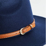 Sombrero Fedora Azul Diseño Cinturon