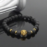 Pulsera de piedra natural con dije de león