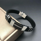 Pulsera estilo punk de acero inoxidable y silicona