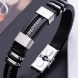 Pulsera estilo punk de acero inoxidable y silicona