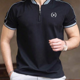 Camisa polo con estampado ribete de rayas